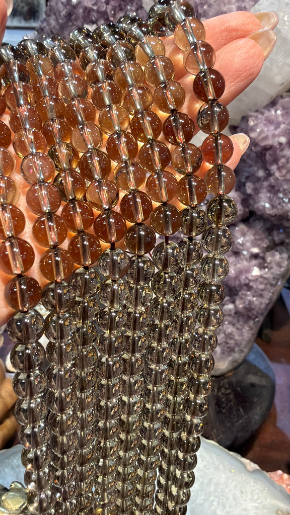 Smoky lemon quartz 8mm gemstones beads