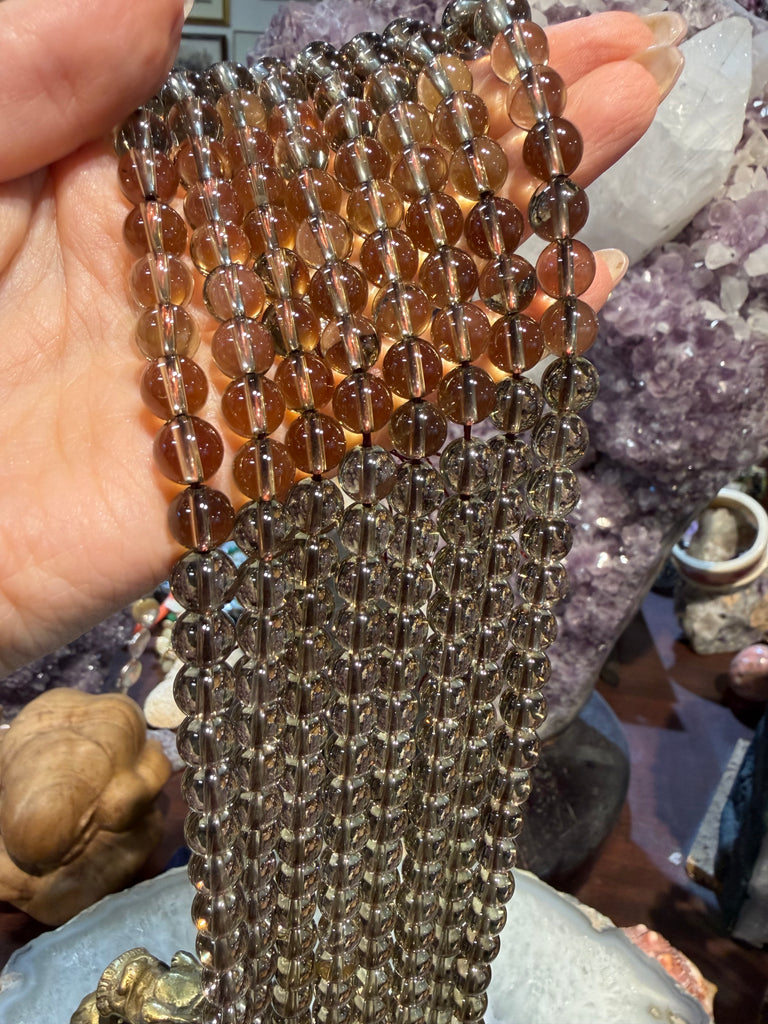 Smoky lemon quartz 8mm gemstones beads