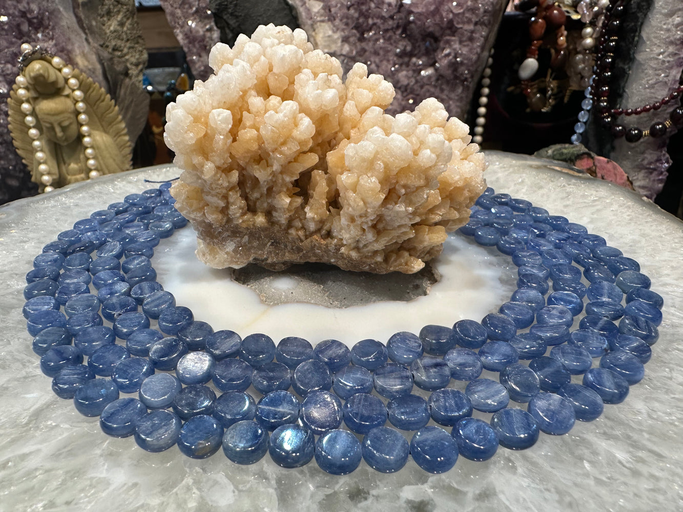 Kyanite coin 8mm gemstone beads