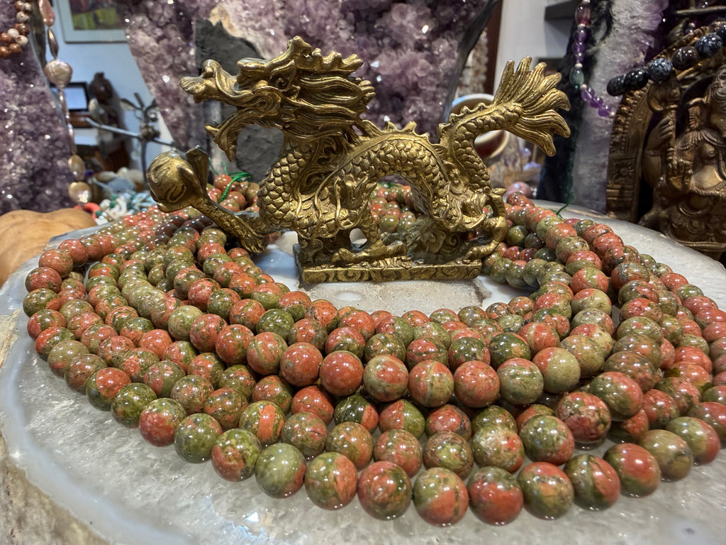 8mm Round Pink Green Unakite Gemstone Beads