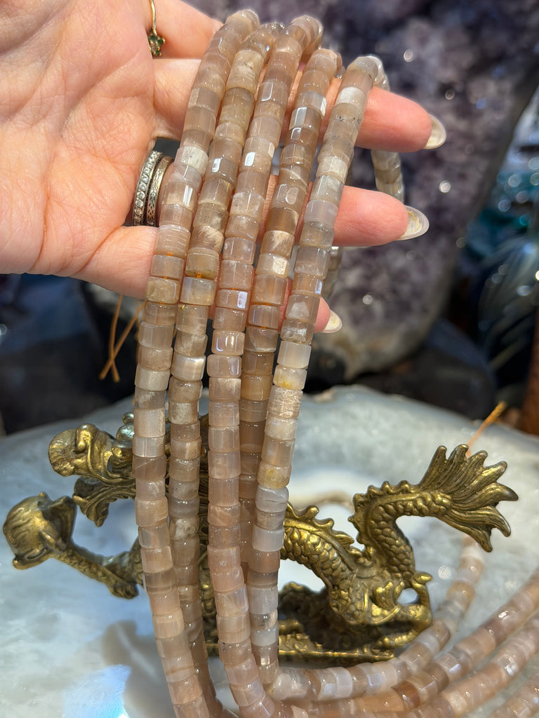 Peach moonstone 7mm faceted Stepcut gemstone