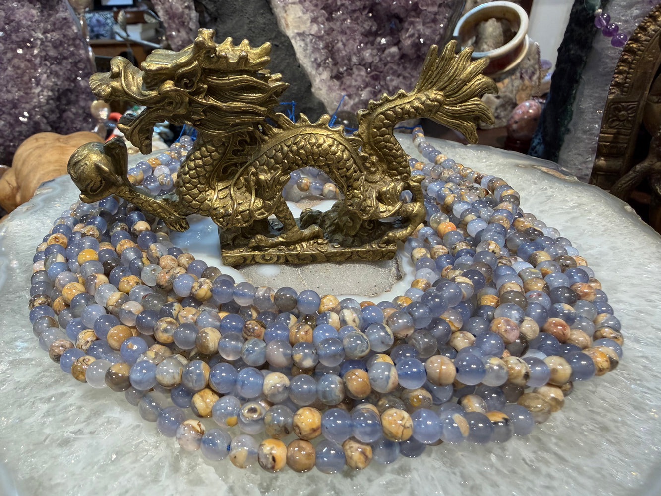 Blue chalcedony matrix 6mm gemstones beads