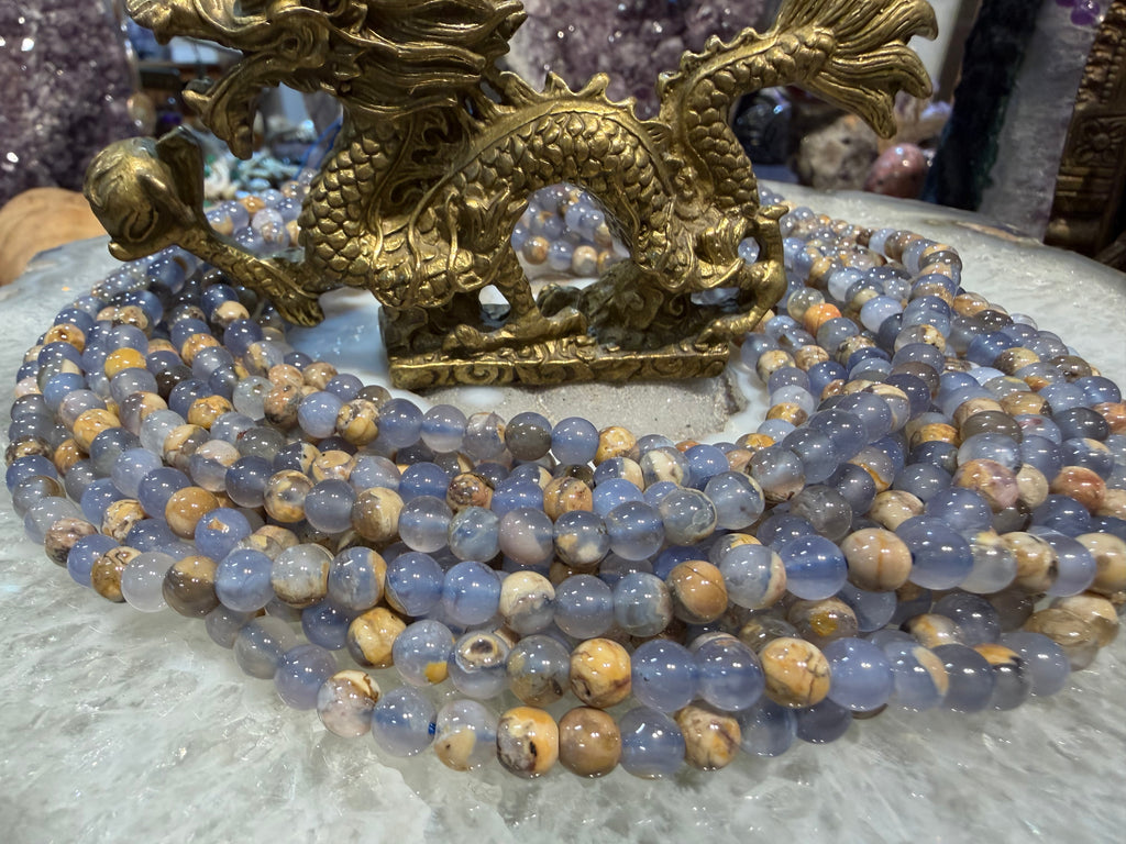 Blue chalcedony matrix 6mm gemstones beads