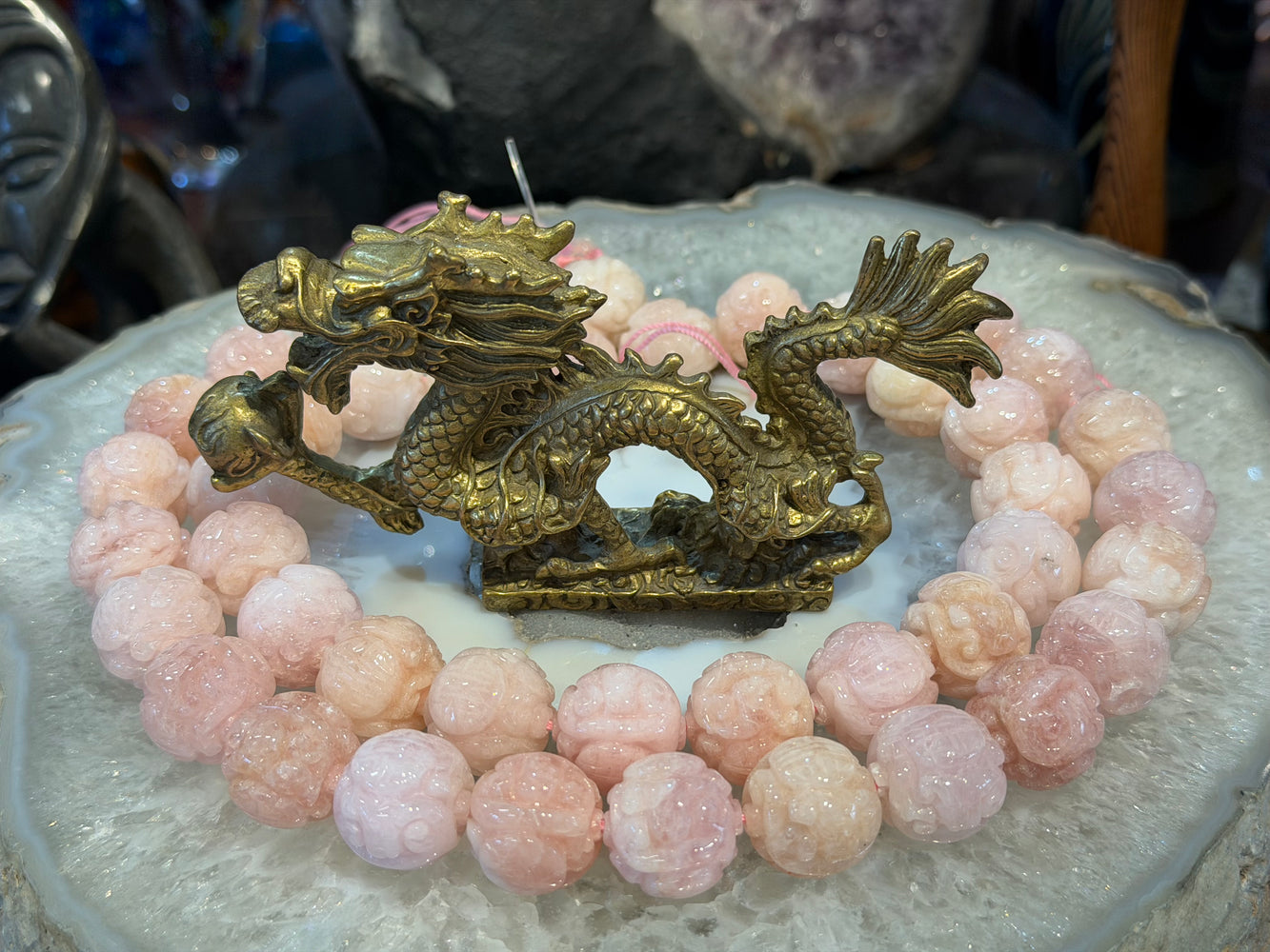 Stunning Morganite Shou 19mm carving gemstone beads