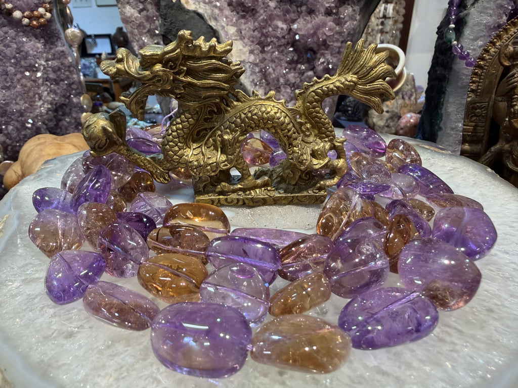 Superb Ametrine tumble 20-26mm gemstone beads