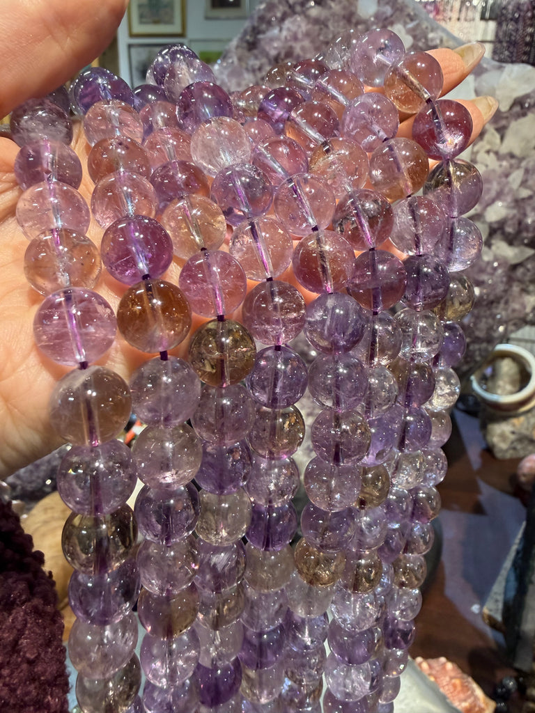 Ametrine 12mm round gemstones beads
