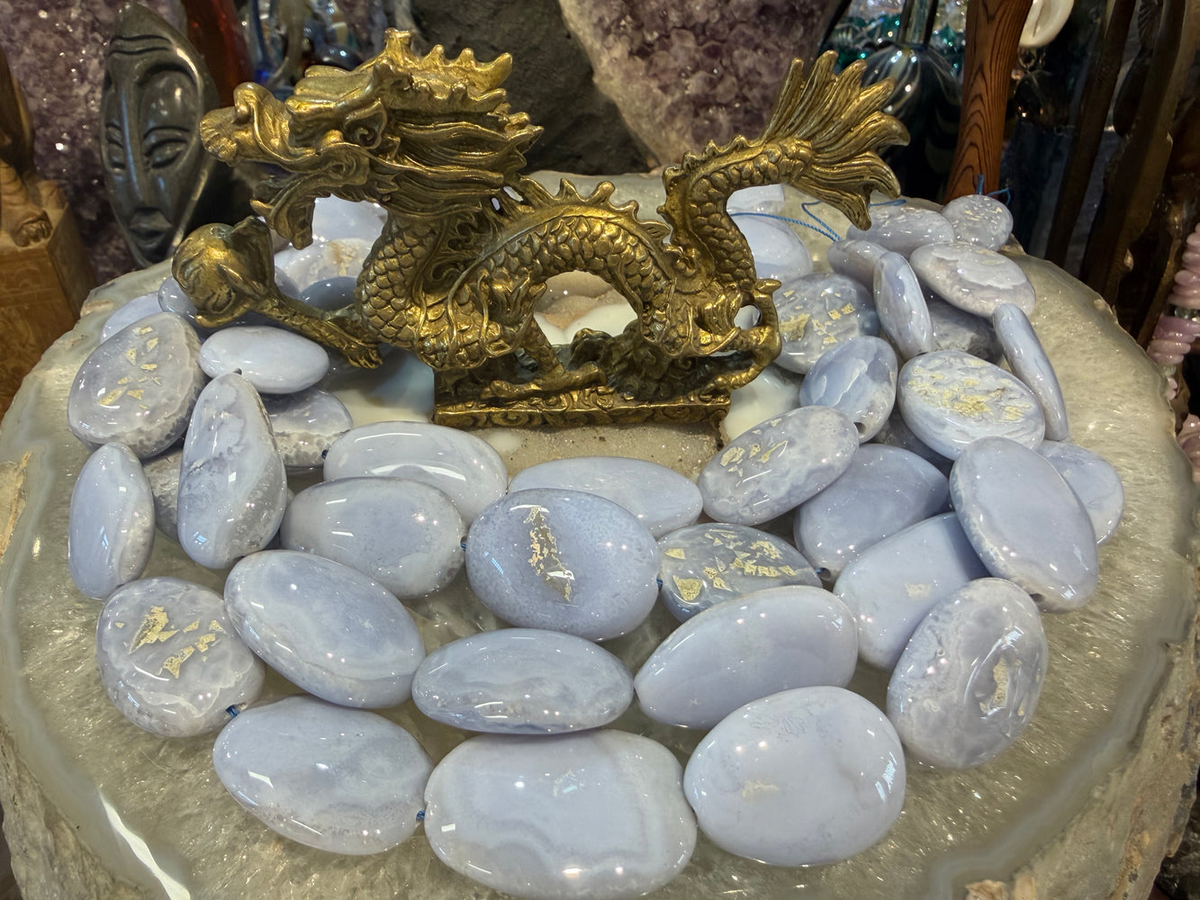 Blue lace agate 27-30mm large nugget gemstones beads
