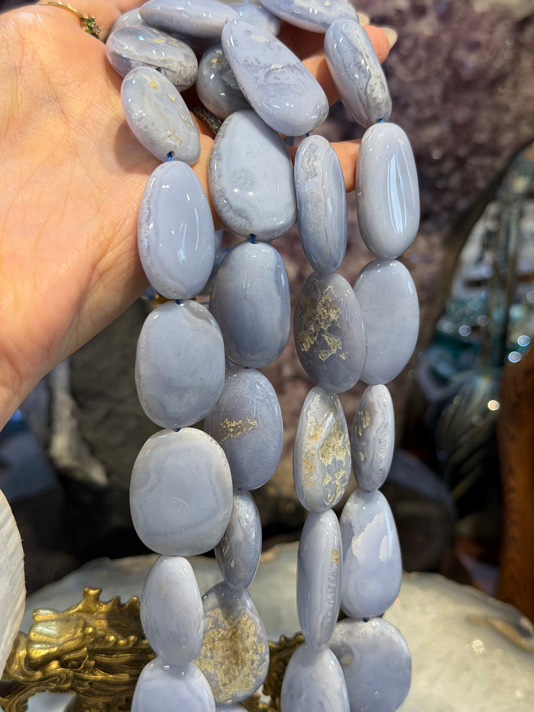 Blue lace agate 27-30mm large nugget gemstones