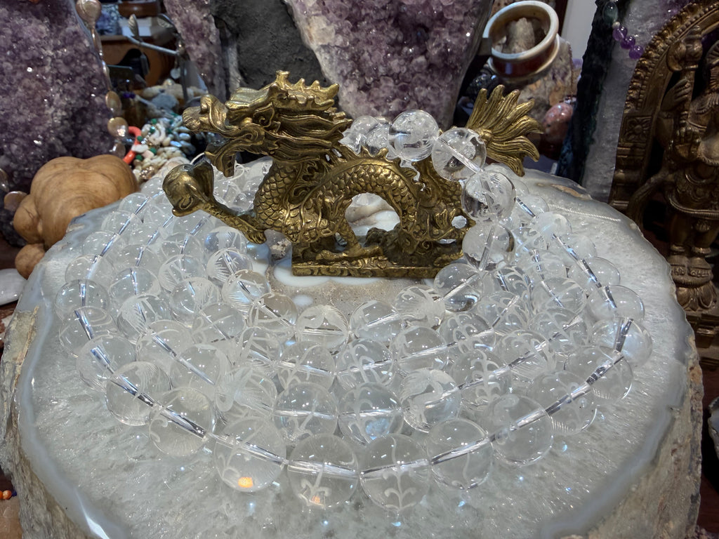 Natural Rare Gorgeous quartz with phoenix carving 16mm gemstone beads