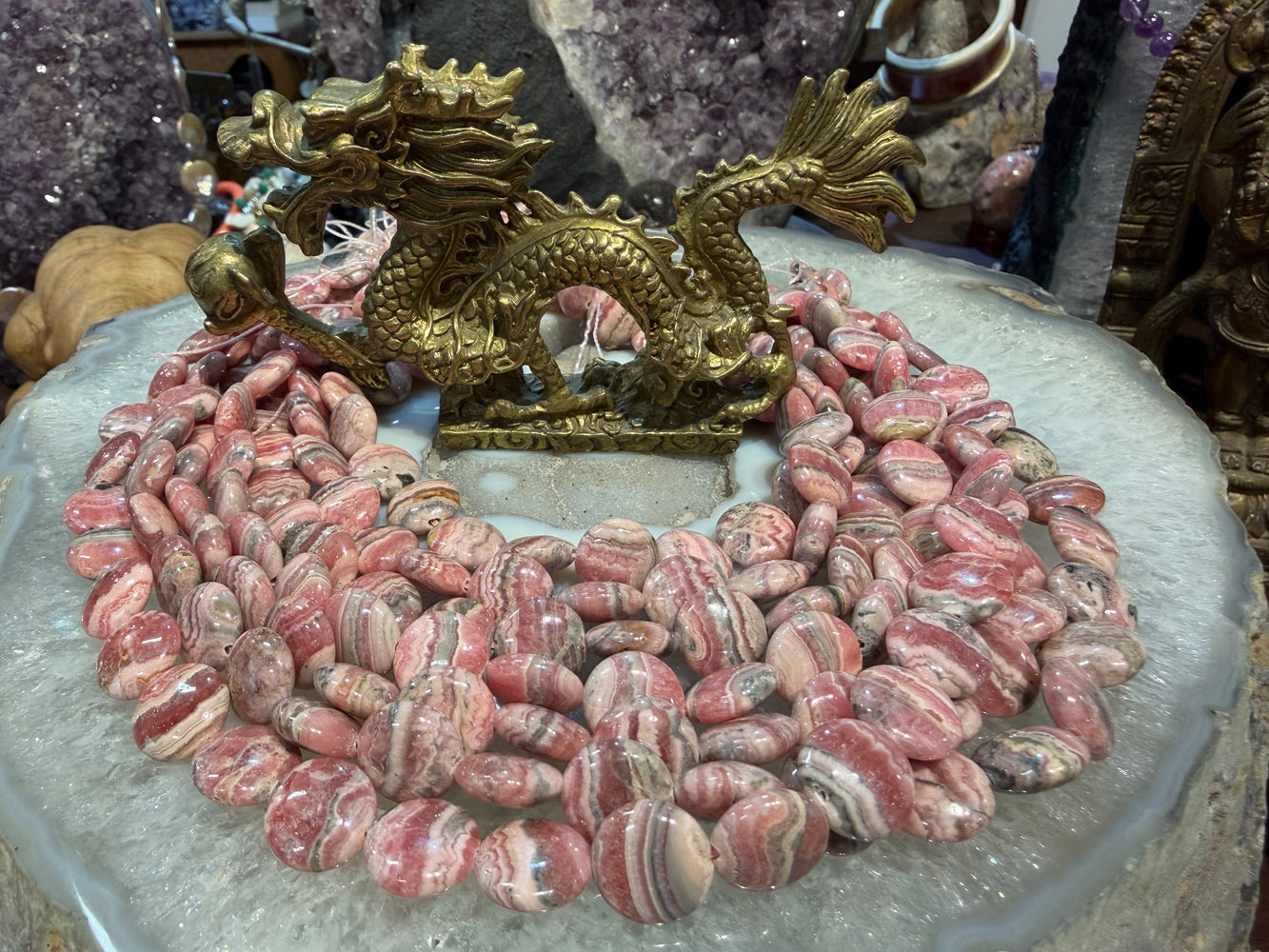 Rhodochrosite coin 13mm gemstones beads