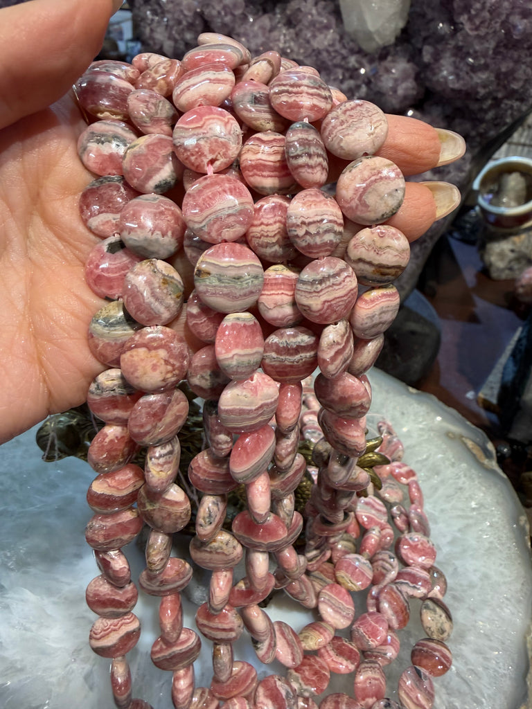 Rhodochrosite coin 13mm gemstones beads