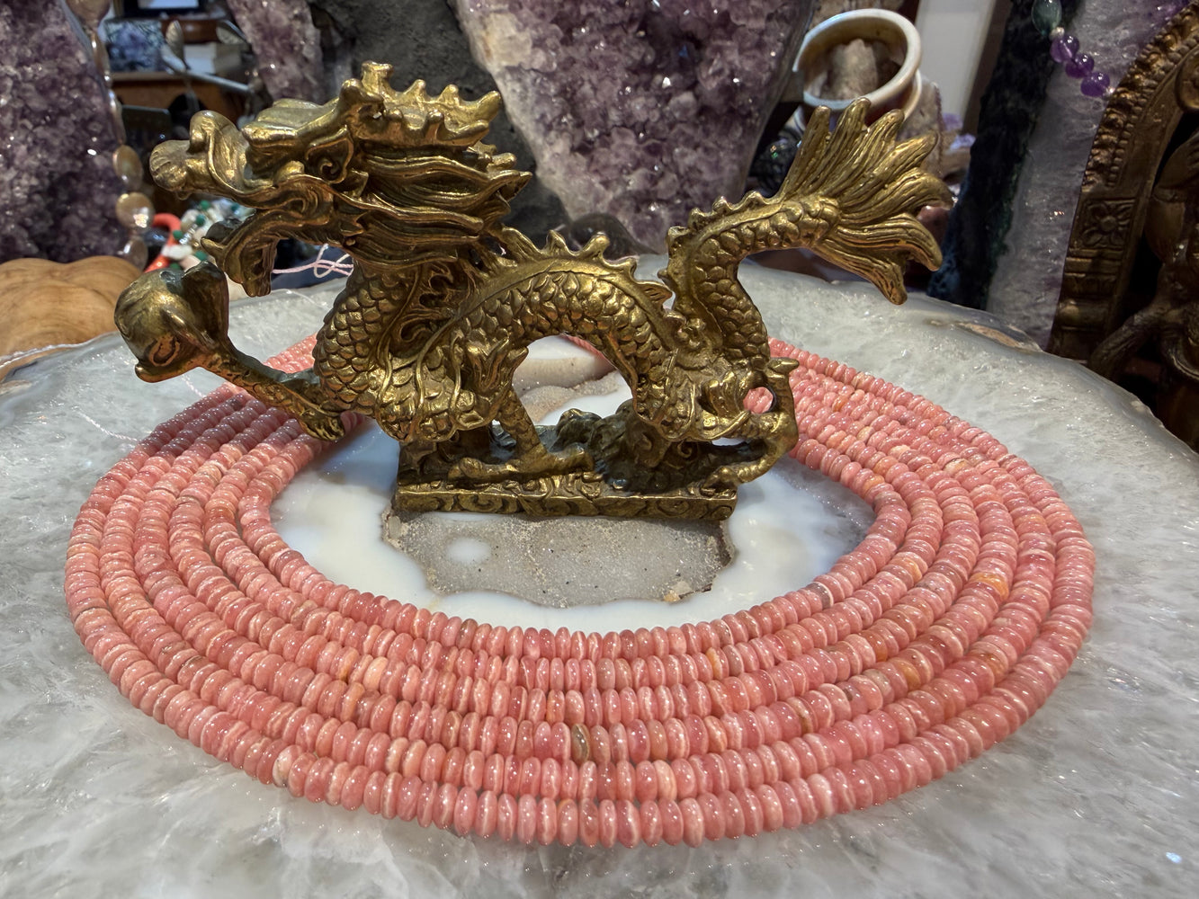 Rhodochrosite smooth rondelle 5mm gemstones beads