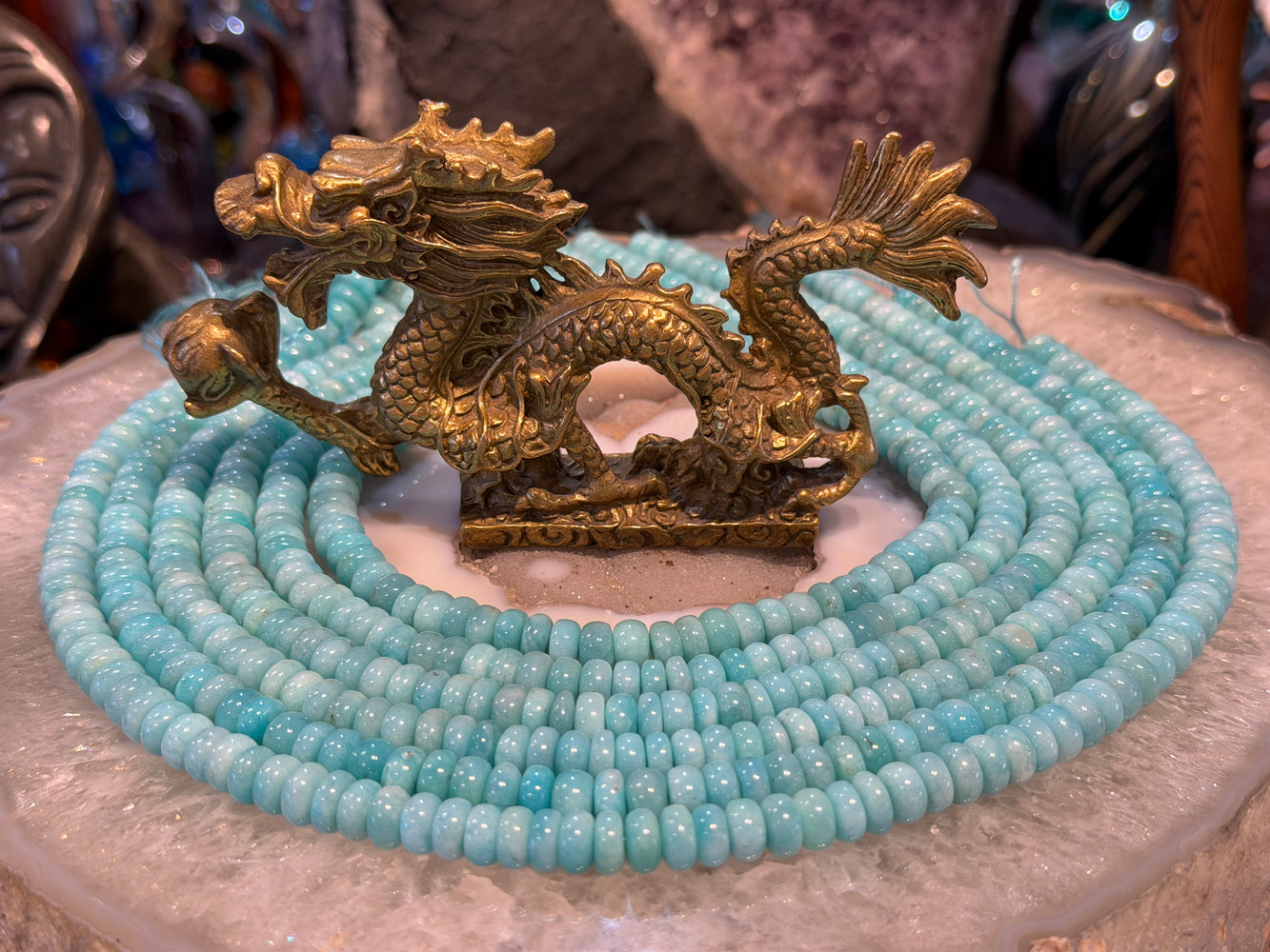 Amazonite 8mm smooth rondelle gemstone beads