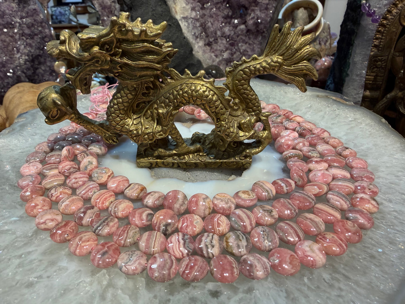 Rhodochrosite coin 10mm gemstone beads