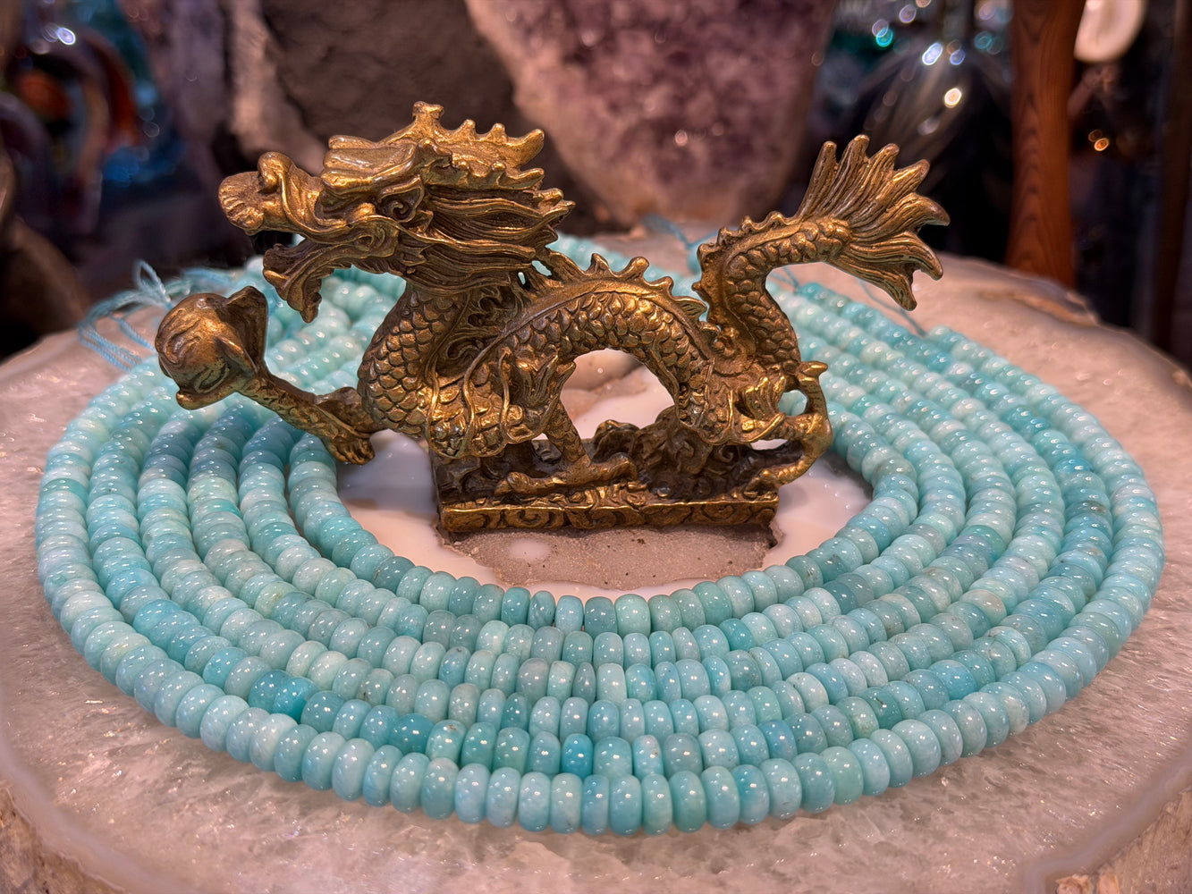Amazonite Peru 8mm smooth rondelle gemstone beads