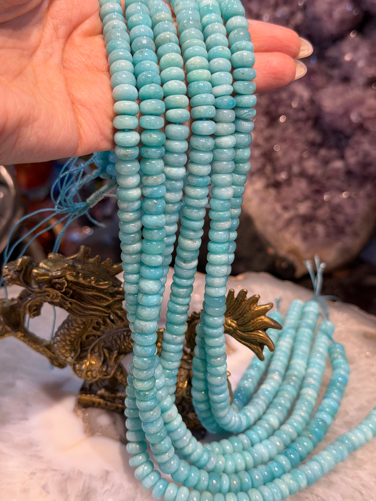 Amazonite 8mm smooth rondelle gemstone