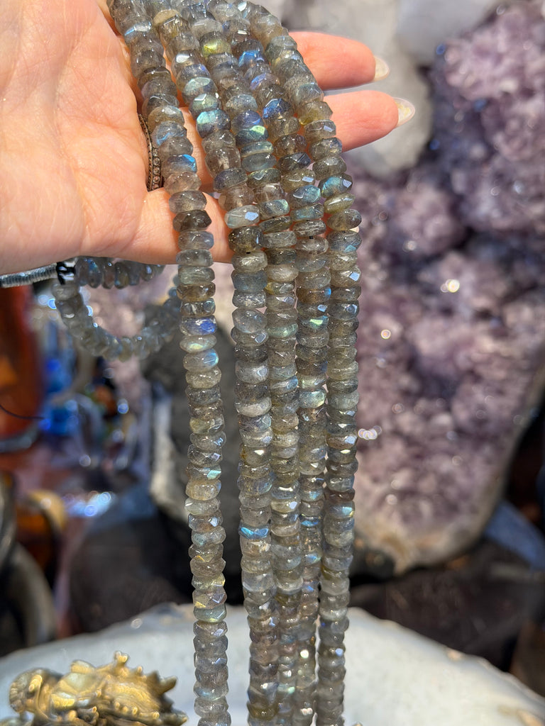 Labradorite 8mm chiseled blue flash gemstones