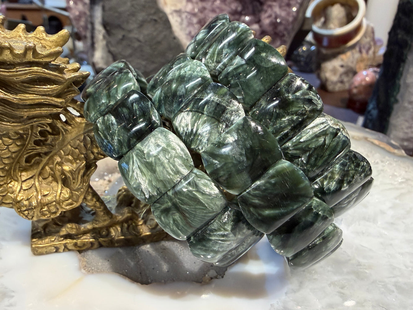 Superb seraphinite cuff 16mm bracelet