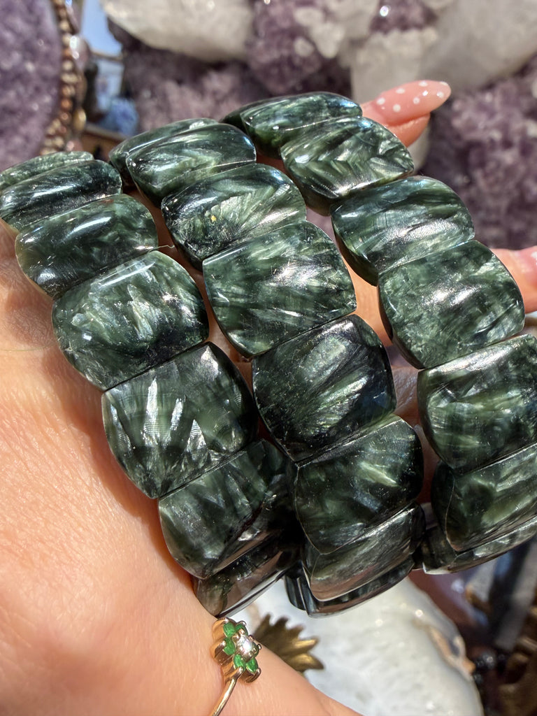 Superb seraphinite cuff 16mm bracelet