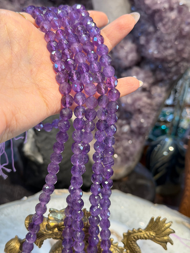 Amethyst faceted cut 8mm gemstones