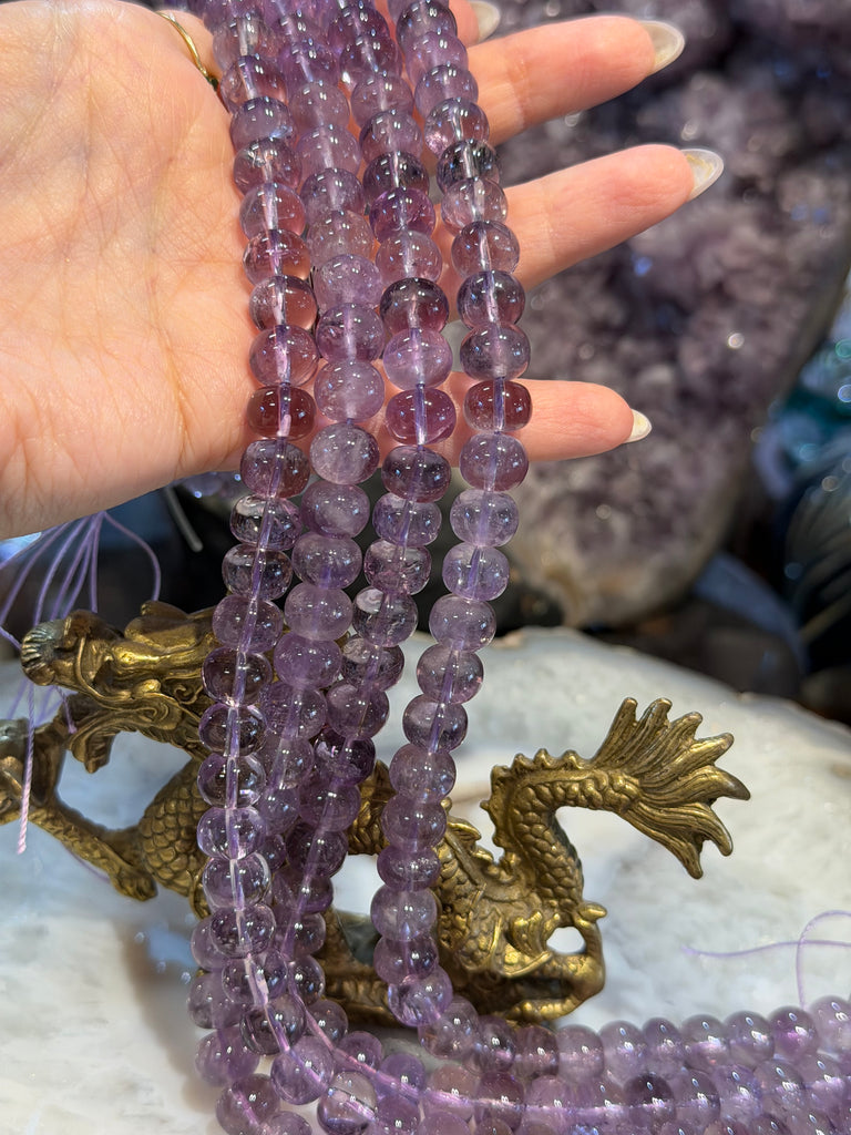 Lavender rose amethsyt 10mm smooth rondelle gemstone