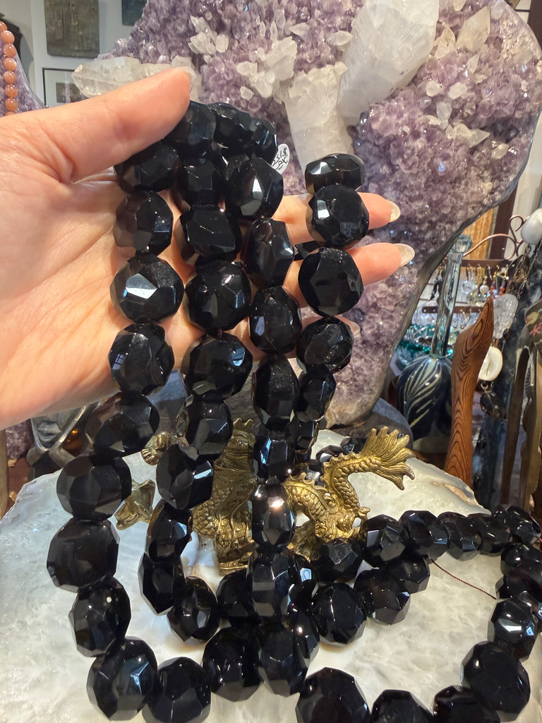 Black agate large 20x14mm faceted gemstones