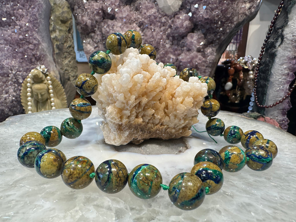 Gorgeous Azurite malachite 14mm gemstone beads