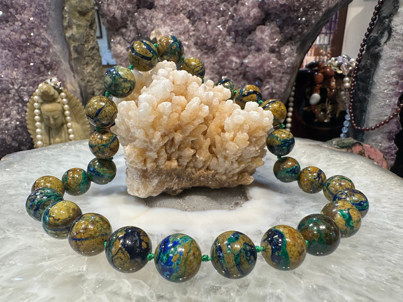 Gorgeous Azurite malachite 14mm gemstone