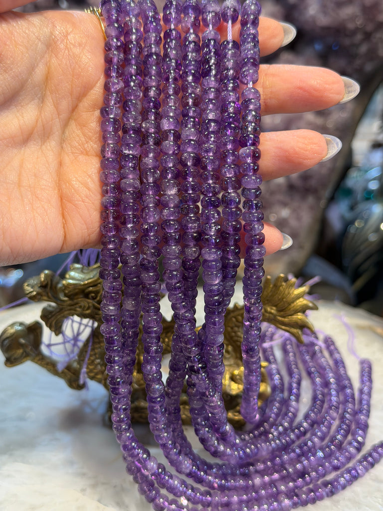 Amethyst 6mm smooth rondelle gemstone