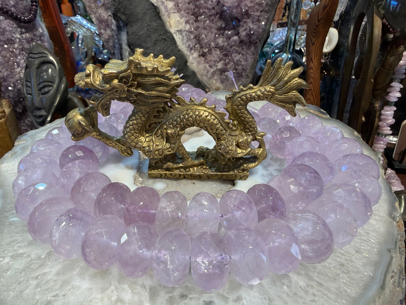 Huge lavender amethyst 21mm faceted rondelle gemstone beads