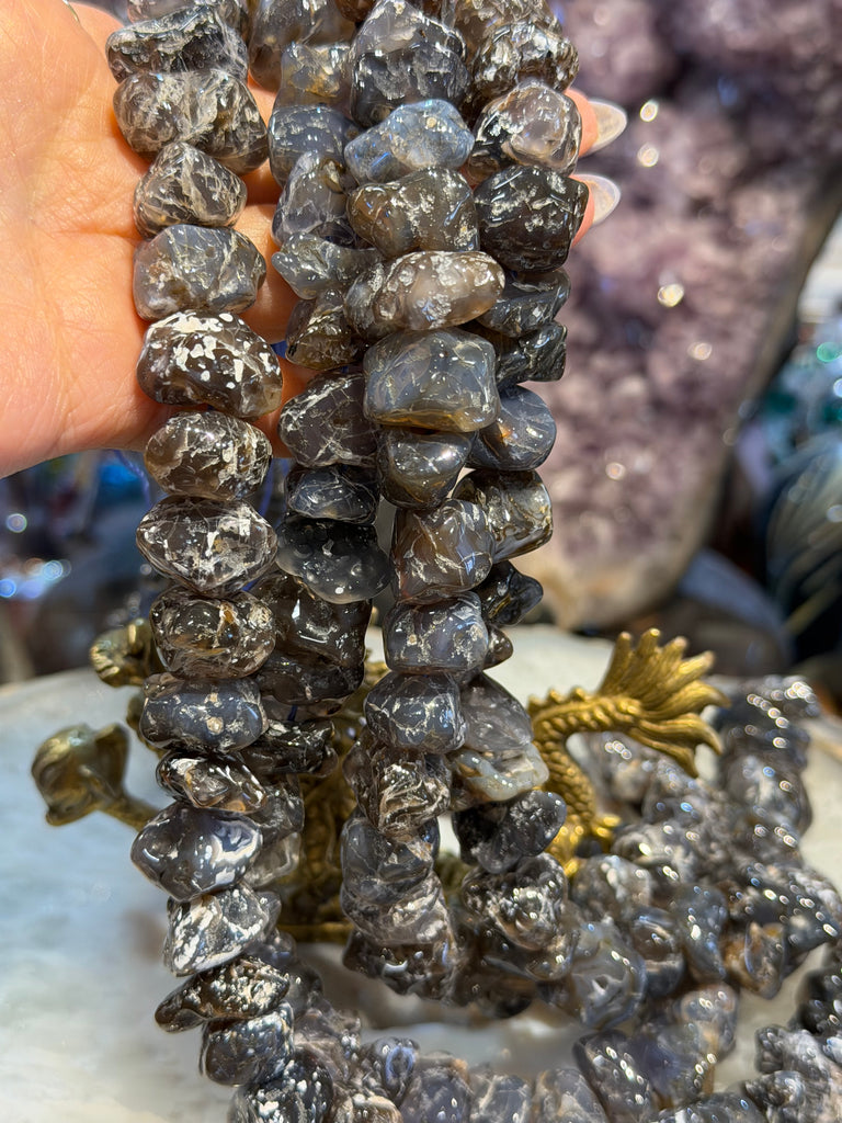 Deep blue grey chalcedony 15-20mm freeform nugget gemstones
