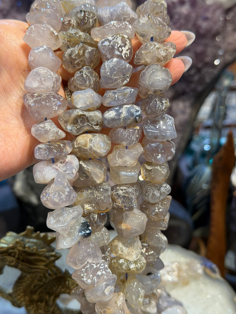 Superb chalcedony milky freeform 16-22mm gemstone