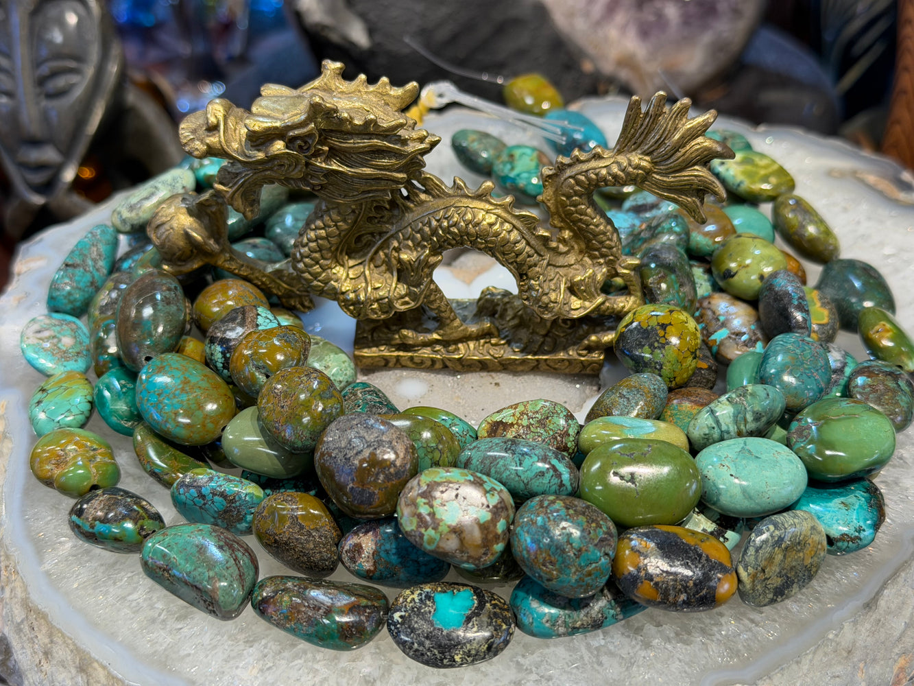Natural Turquoise matrix large 19-22mm tumble gemstones beads