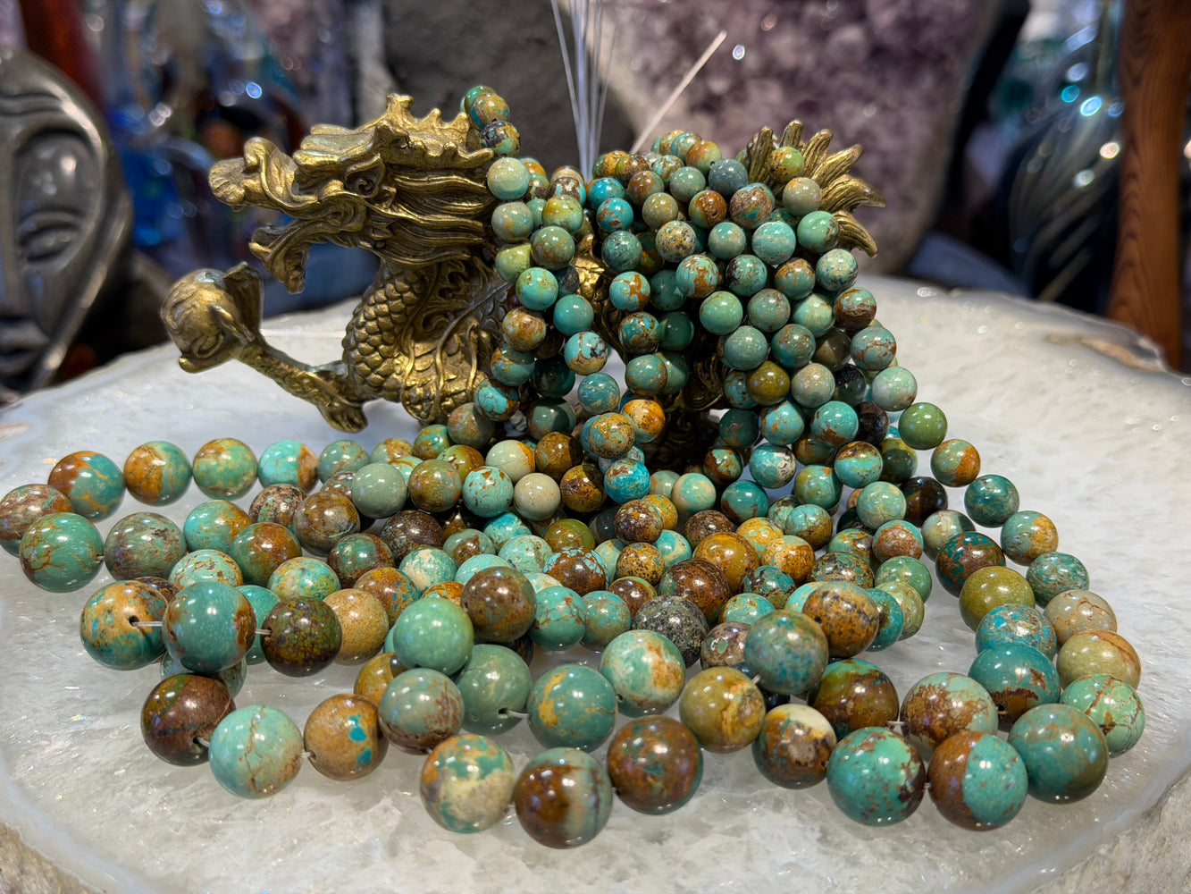 Turquoise graduated round 4-14mm matrix gemstones beads