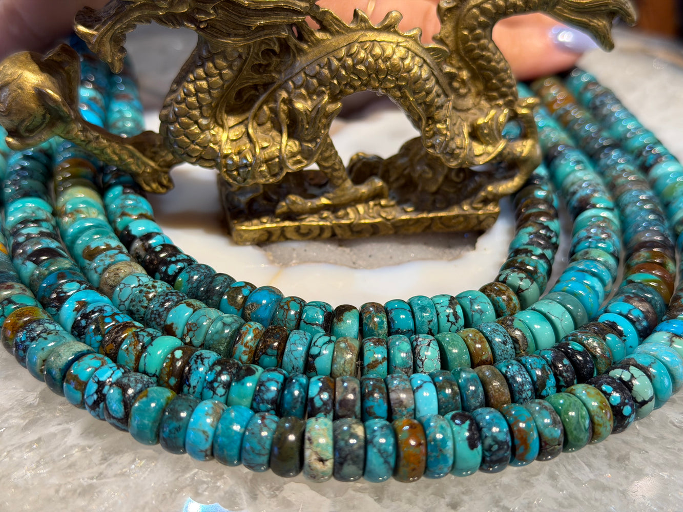 Superb Turquoise 10mm smooth rondelle gemstone beads