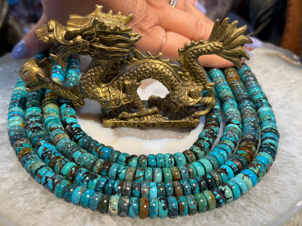 Superb Turquoise 10mm smooth rondelle gemstone