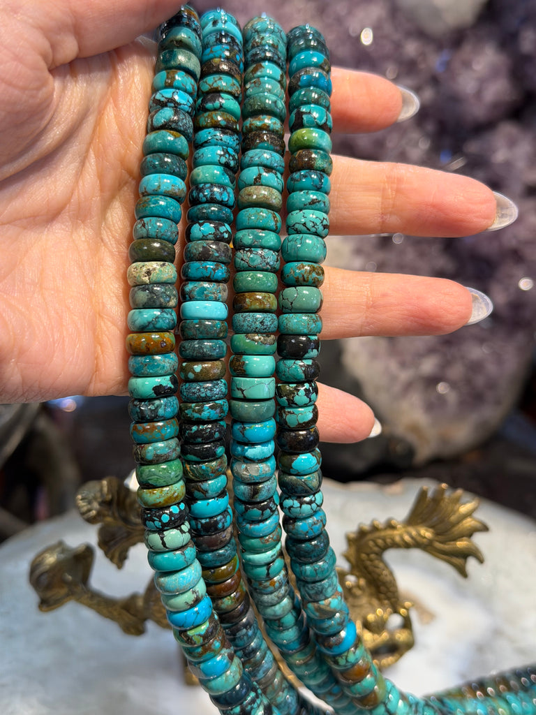 Superb Turquoise 10mm smooth rondelle gemstone