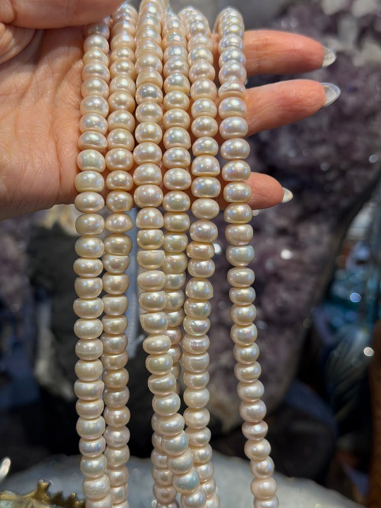Freshwater pearl Soft peach 8mm rondelle