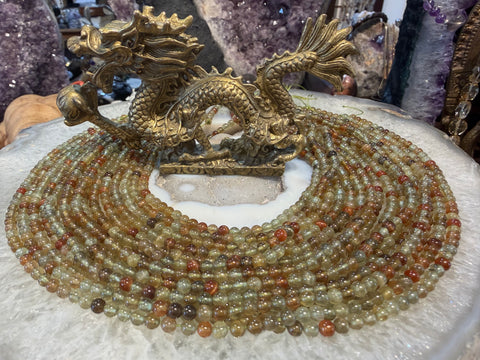 Green cats eye apatite 4mm gemstone beads