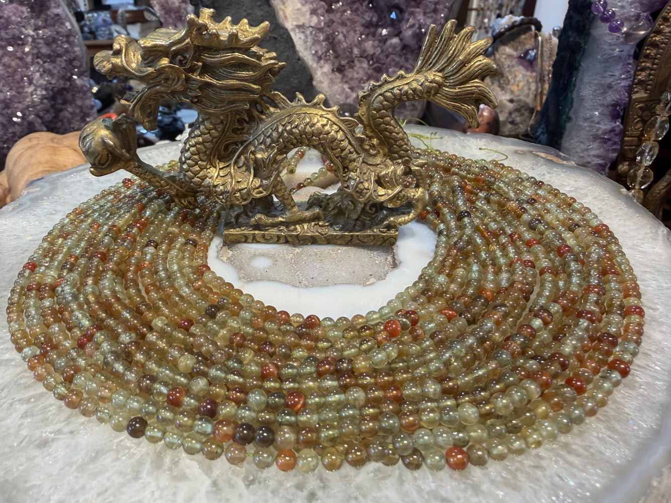 Green cats eye apatite 4mm gemstone beads