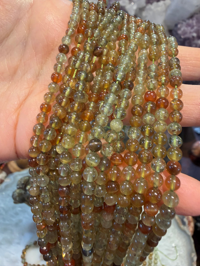 Green cats eye apatite 4mm gemstone beads