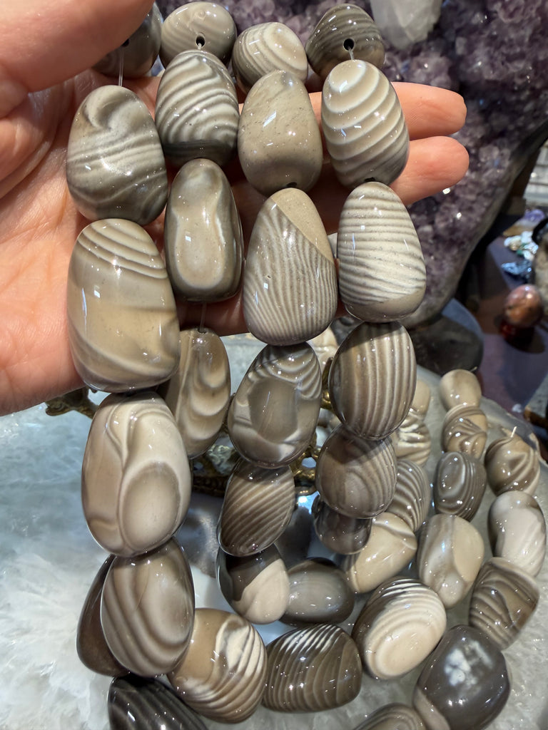 Flint large tumble 28-30mm gemstone beads