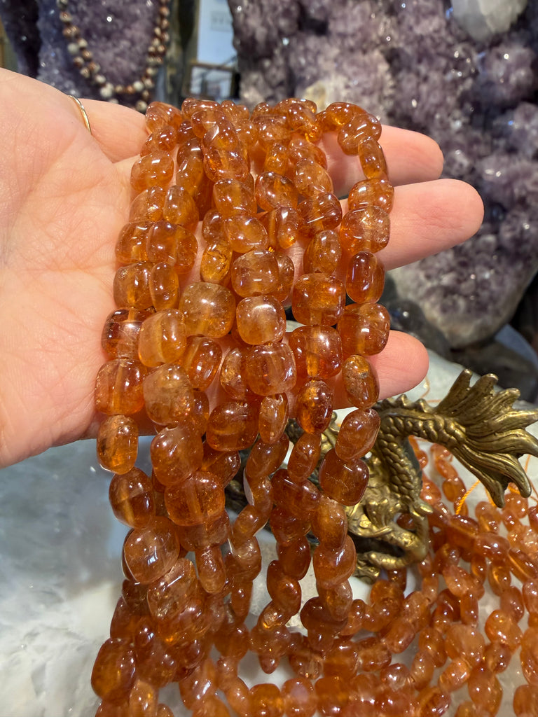 Hessonite garnet 8mm square cushion gemstone beads