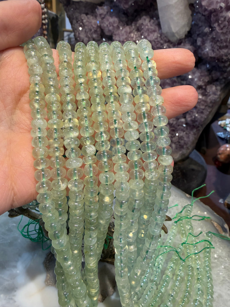 Prehnite smooth rondelle 6mm gemstone beads