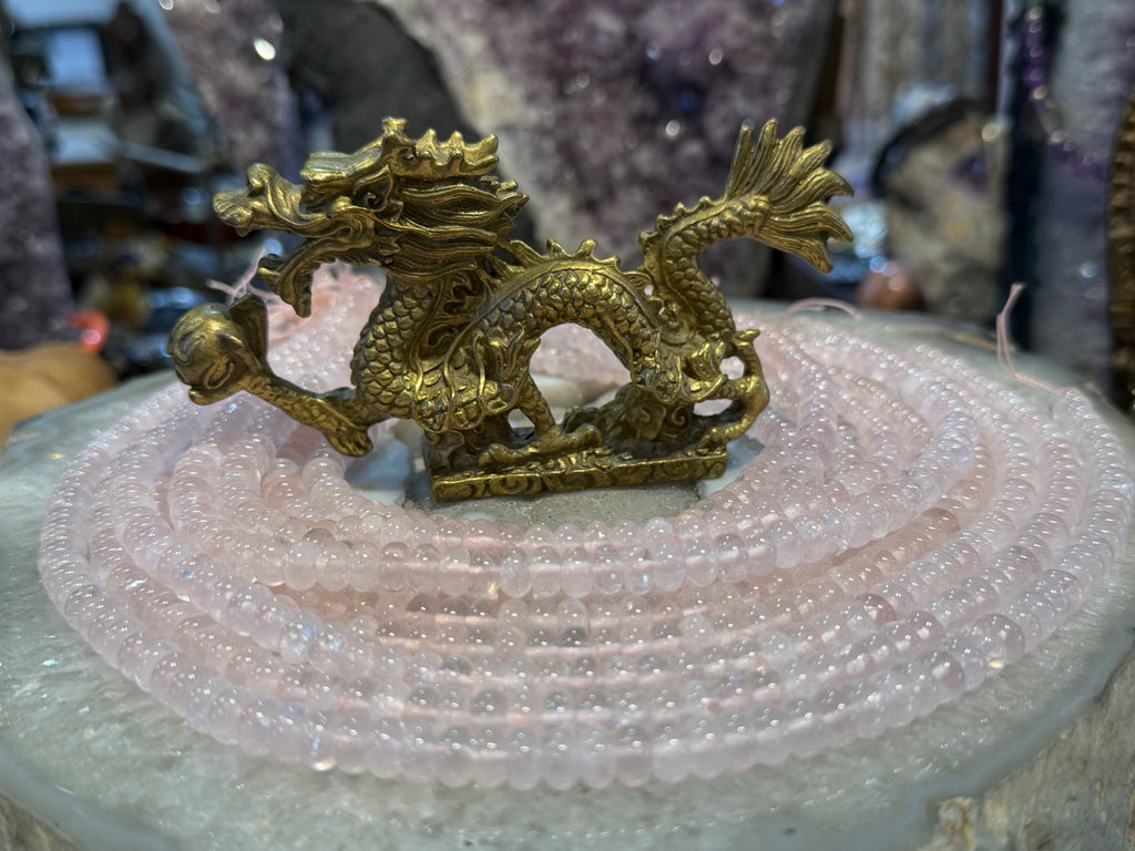 Rose quartz smooth rondelle 8mm gemstone beads