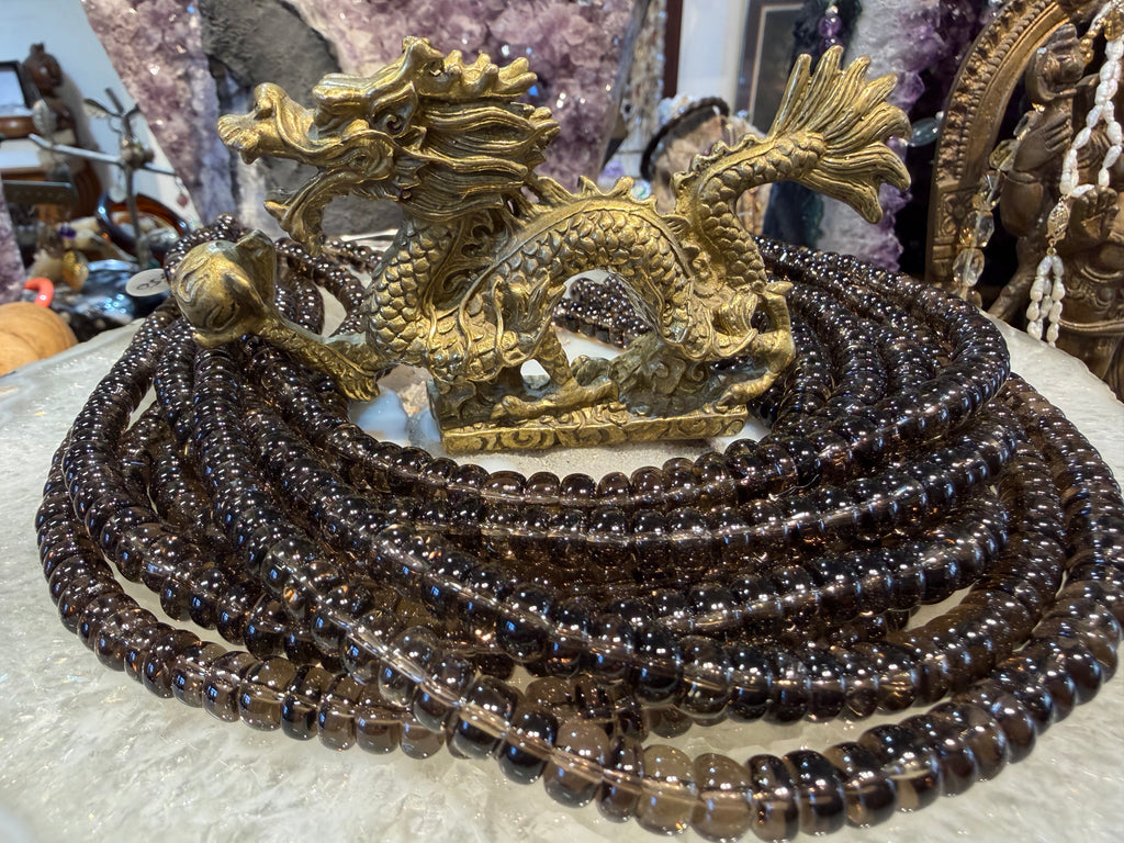 Smoky quartz 8mm smooth rondelle gemstone beads