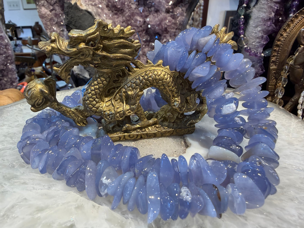 Blue chalcedony top nugget gemstone beads