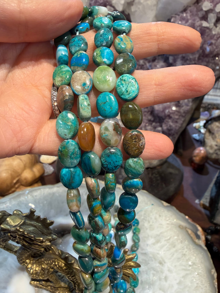 Peruvian blue opal oval 10mm gemstone beads