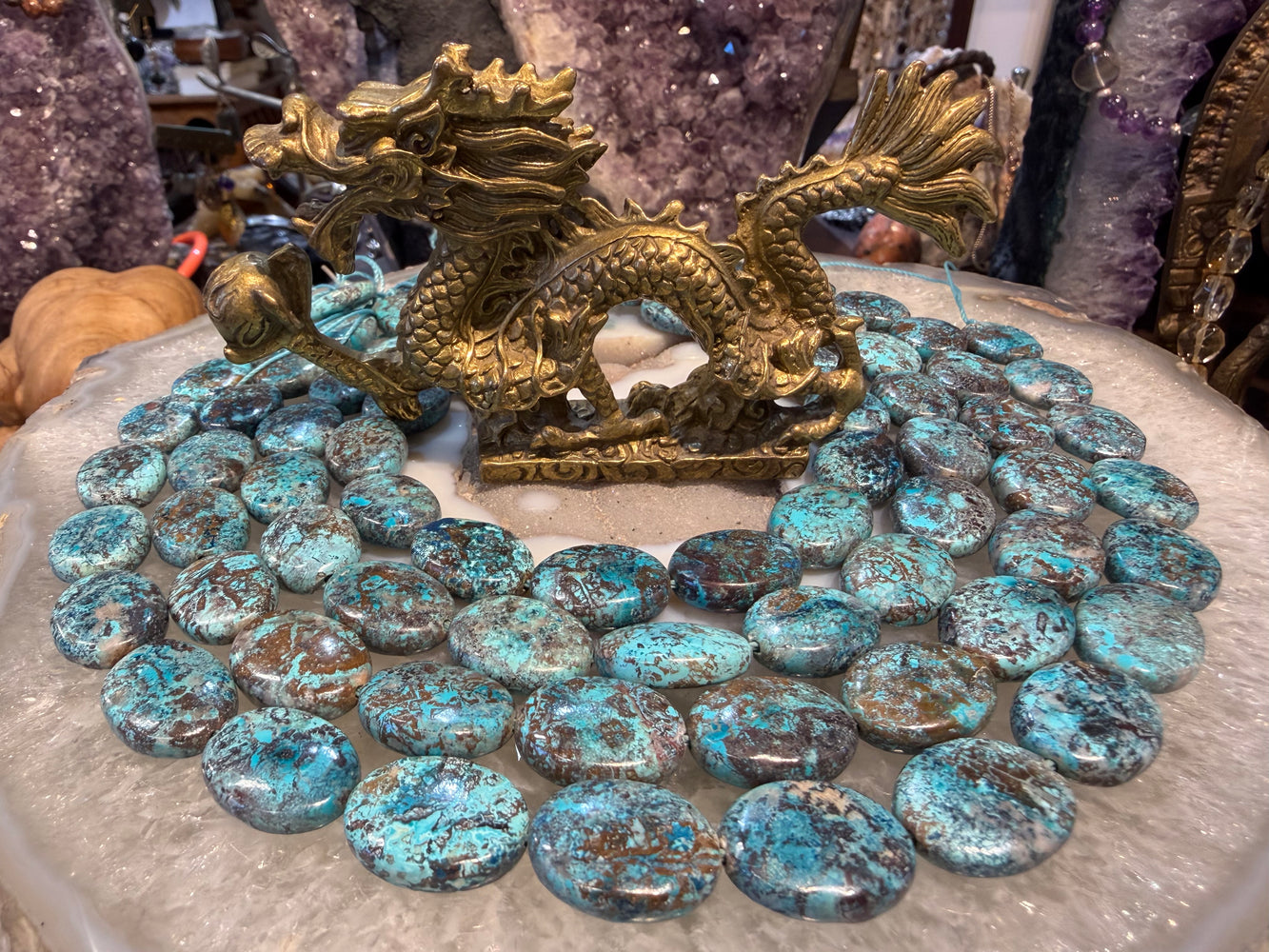 Chrysocolla oval 20mm matrix gemstone beads