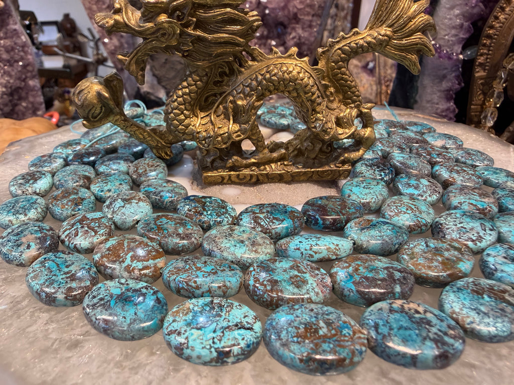 Chrysocolla oval 20mm matrix gemstone beads
